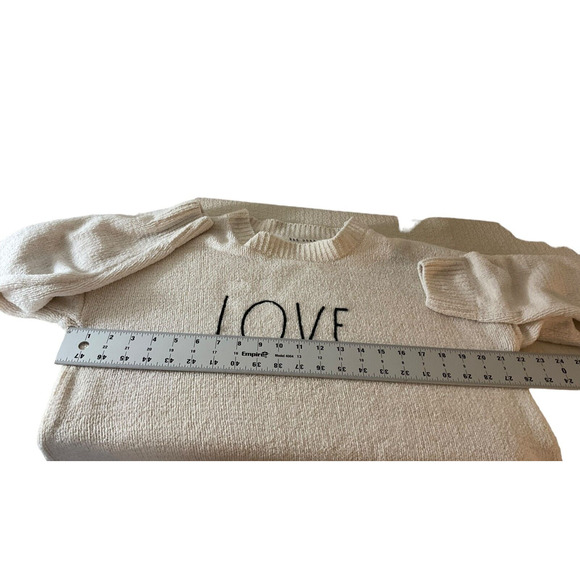 Rae Dunn Women's Medium Ivory Cream Sweater Long Sleeve LOVE - Picture 4 of 11